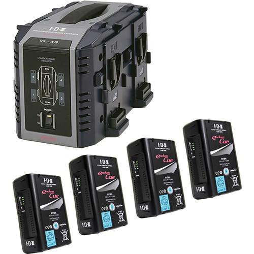IDX System Technology Four 14.4V 91Wh Li-Ion V-Mount Batteries & Quad Charger Kit