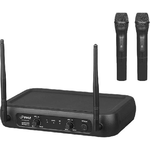 Pyle Pro PDWM2135 VHF Dual-Frequency Wireless System with 2 Handheld Microphones