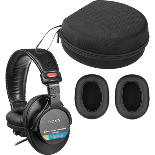 Sony MDR-7506 Headphones With Deep Earpads & Carrying Case Kit