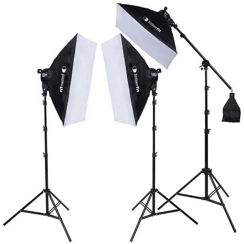 Interfit F5 Three-Head Fluorescent Lighting Kit with Boom Arm
