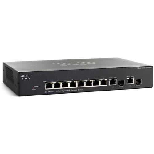 MuxLab Cisco SG300-10P 10-Port Gigabit PoE Managed Switch for Video over IP Solution