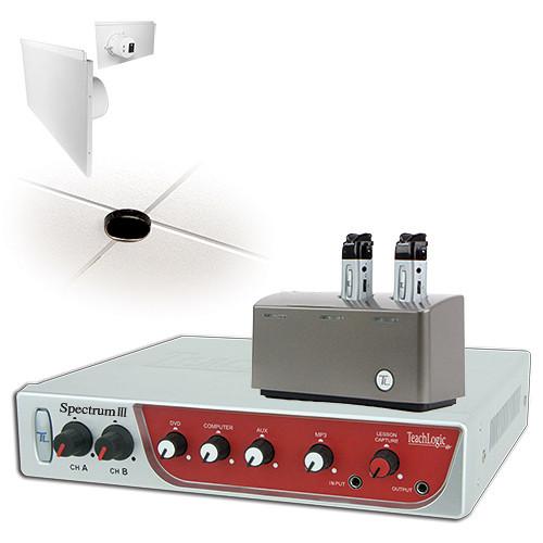 TeachLogic IRS-8655 Spectrum III Infrared Wireless Classroom Microphone System with Sapphire Microphone Transmitter & 4 Lay-In Ceiling Speakers