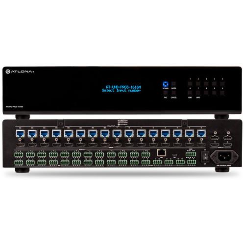 Atlona 4K UHD Dual-Distance 16x16 HDMI to HDBaseT Matrix Switcher with PoE