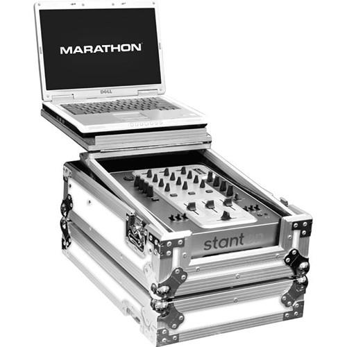 Marathon White Series Flight Road Case with Laptop Shelf for 10" Mixer