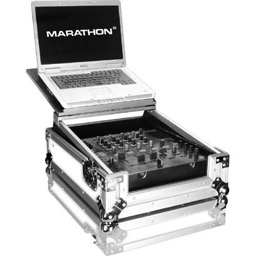Marathon White Series Flight Road Case with Laptop Shelf for 12" Mixer