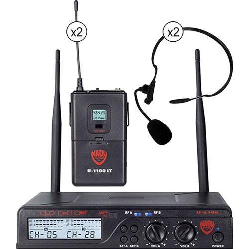 Nady U-2100 HM-3 UHF Omnidirectional Condenser Wireless System with 2 x HM-3 Headworn Microphones