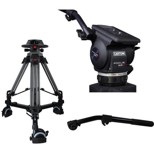 Cartoni Pedestal with Focus 22 Head, 2 Pan Bars, 100mm Adapter and Pump