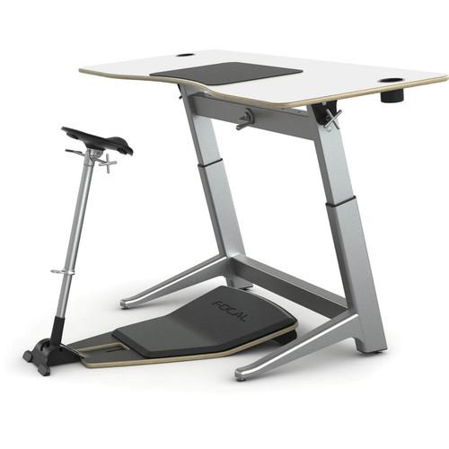 Focal Upright Furniture Locus Bundle with Glacier White Desk Seat, and Anti-Fatigue Mat