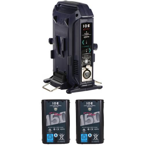 IDX System Technology 2x DUO-150 V-Mount Batteries & 2-Ch Charger Power Supply Kit
