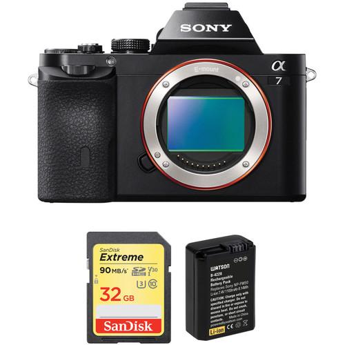 Sony Alpha a7 Mirrorless Digital Camera Body with Battery and Memory Card Kit