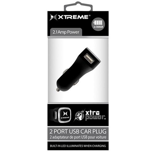 Xtreme Cables Dual Port 2.1A USB Light-Up LED Car Charger