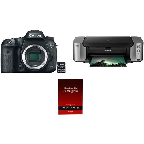 Canon EOS 7D Mark II DSLR Camera with W-E1 Wi-Fi Adapter and PIXMA PRO-100 Printer Kit
