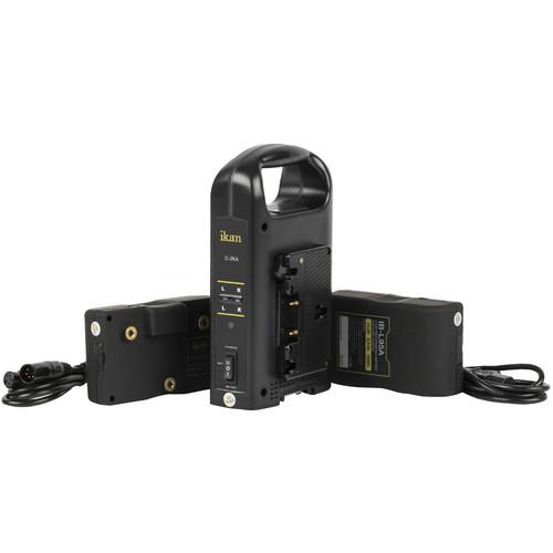 ikan Dual Pro Battery Charger with Two 95Wh Gold Mount Batteries