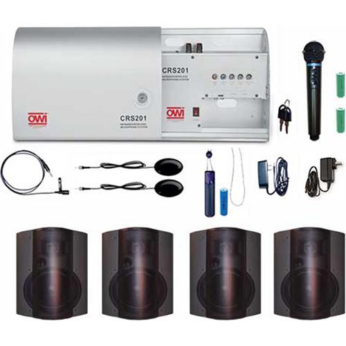 OWI Inc. CRS201-HP-6278B4 Infrared Wireless Microphone System with 4x P6278 6" Speakers