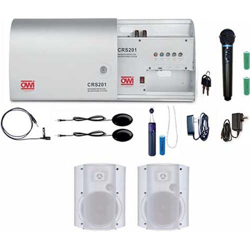 OWI Inc. CRS201-HP-8378W2 Infrared Wireless Microphone System with 2 P8378P-W 8" Speaker Combo Package