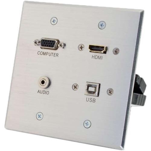 C2G Double-Gang Wall Plate with HDMI, VGA, USB, & 1 8" Stereo Pass-Through
