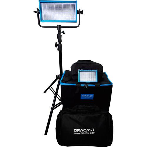 Dracast Outdoor Bi-Color Kit with 1 x LED500B and 1 x LED160AB, Stands, Umbrellas and V-Mount Battery Plate