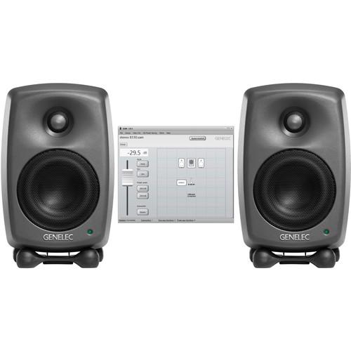 Genelec Two 8320A Studio Monitors & GLM V2.0 User Kit with 9310AM Volume Control Stereo SAM Kit