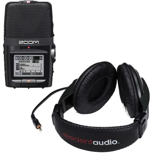 Zoom H2n Handy Recorder Kit with Resident Audio R100 Headphones