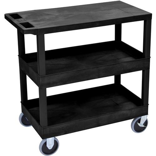 Luxor EC211HD-B 18x32" Heavy Duty Utility Cart with 1 Flat and 2 Tub Shelves