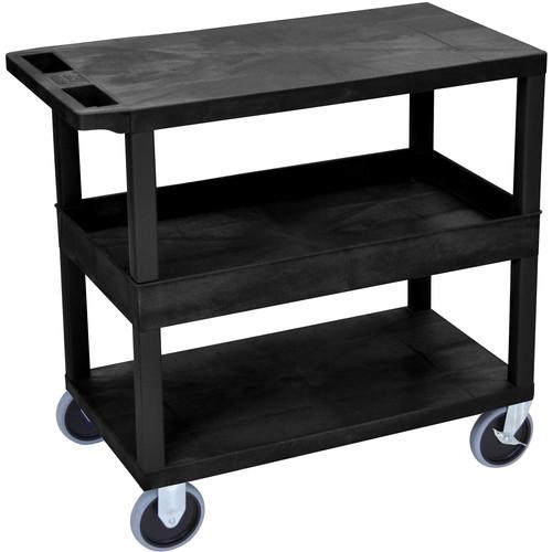 Luxor EC212HD-B 18x32" Heavy Duty Utility Cart with 1 Tub and 2 Flat Shelves