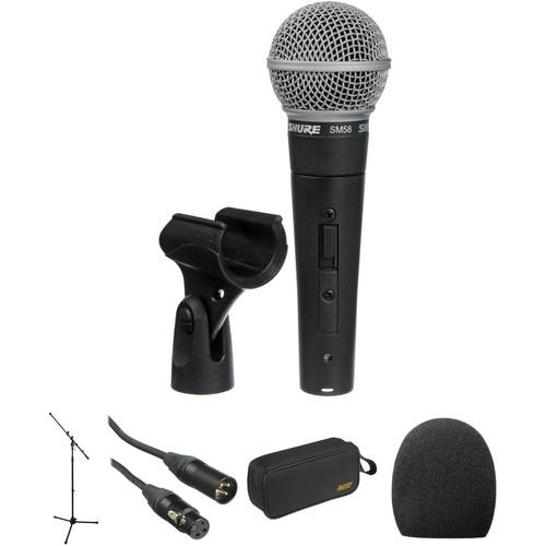 Shure SM58S Cardioid Microphone Kit - Includes Switch, Boom Stand, Cable, Case and Windscreen