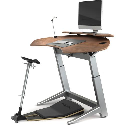 Focal Upright Furniture Sphere Bundle with Black Walnut Desk, Matte Black Seat and Anti-Fatigue Mat