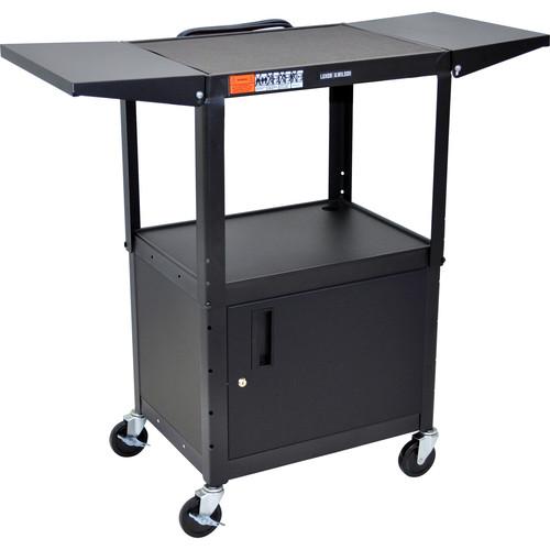 Luxor Steel Adjustable A V Utility Cart with Cabinet & Drop Leaf