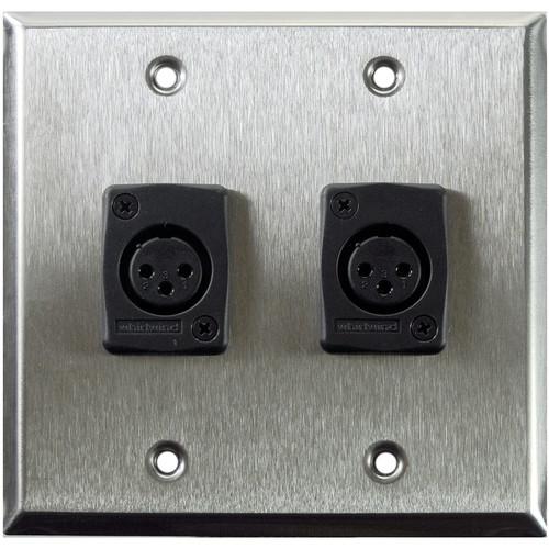 Whirlwind WP2 2FW 2-Gang Wall Plate with 2 Whirlwind WC3F Female XLR Terminals