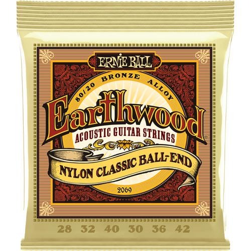 Ernie Ball Earthwood 80 20 Bronze Folk Nylon Acoustic Guitar Strings with Ball Ends