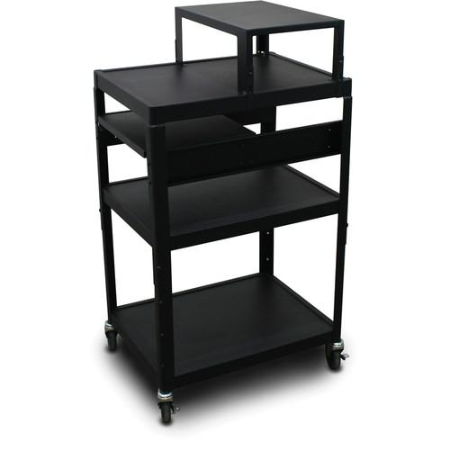 Marvel Vizion Spartan Series MV2642 24 x 18" Height-Adjustable A V Cart with with Expansion Shelf & 1 Pull-Out Side Shelf