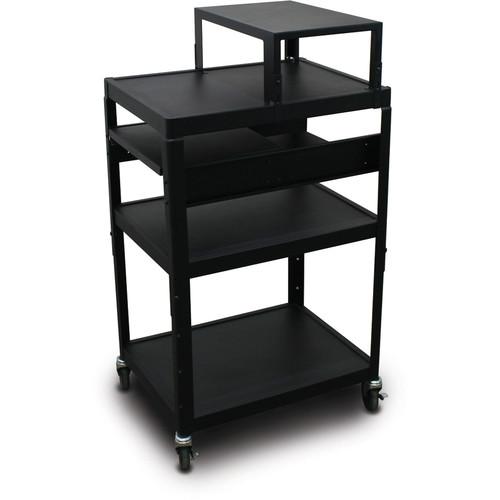 Marvel Vizion Spartan Series MV2642 24 x 18" Height-Adjustable A V Cart with with Expansion Shelf & 2 Pull-Out Side Shelves