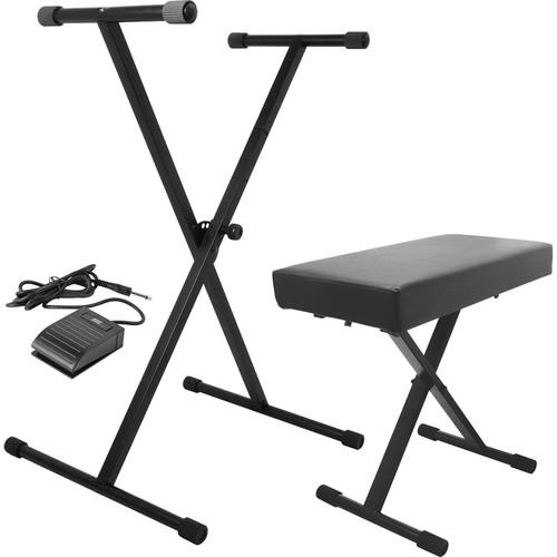 On-Stage Keyboard Stand Bench Pak with KSP20 Sustain Pedal