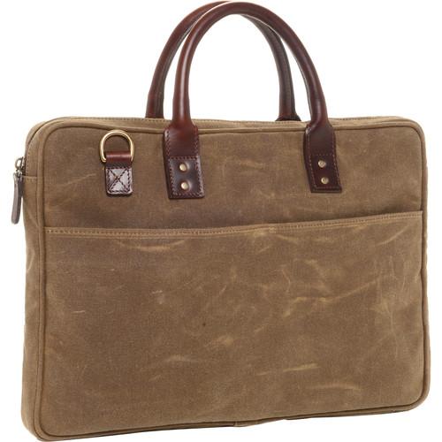 ONA The Kingston 15" Laptop Briefcase Waxed Cotton with Leather Accents 