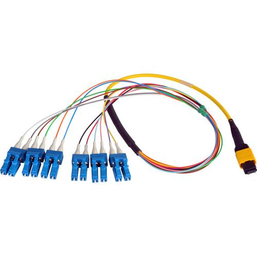 Camplex MTP Elite APC Male to 12 LC UPC Duplex External Yellow Single Mode Fiber Breakout Cable