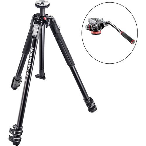 Manfrotto 502AH Video Head & MT190X3 Aluminum Tripod Kit