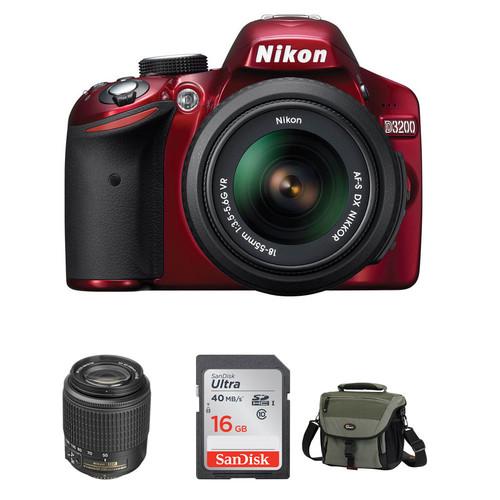 Nikon D3200 DSLR Camera with 18-55mm and 55-200mm Lenses - Refurbished