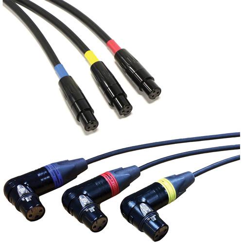 Cable Techniques 3-Pin XLR-F Right Angle to 3-Pin Mini XLR-F Balanced Audio Cable for UCR Receiver to Select Transmitter, Set of 3