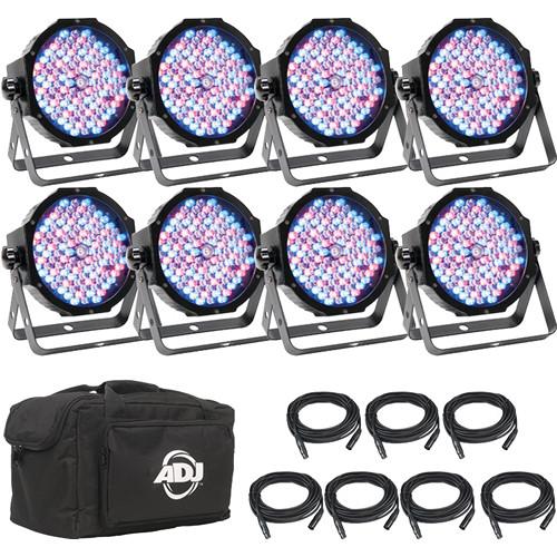 American DJ Mega Flat Pak 8 Plus - 8x Mega Par Profile Plus LED Pars, 7x DMX Cable, & Bag
