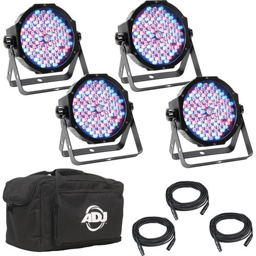 American DJ Mega Flat Pak Plus - 4x Mega Par Profile Plus LED Pars, 3x DMX Cable, & Bag