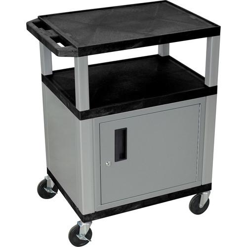 Luxor 34" A V Cart with 3 Shelves, 3-Outlet Electrical Assembly and Cabinet