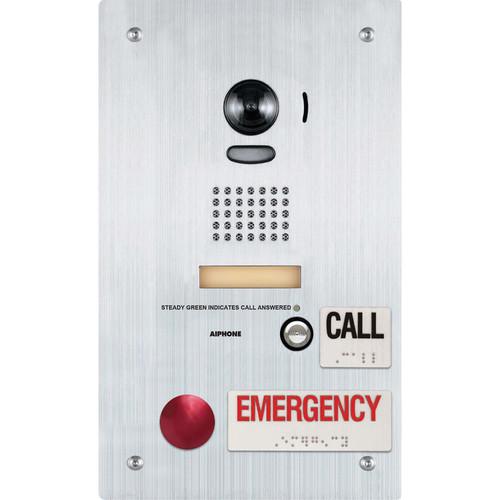 Aiphone IS-DVF-2RA Stainless-Steel Flush-Mount Video Door Station with Standard & Emergency Call Buttons