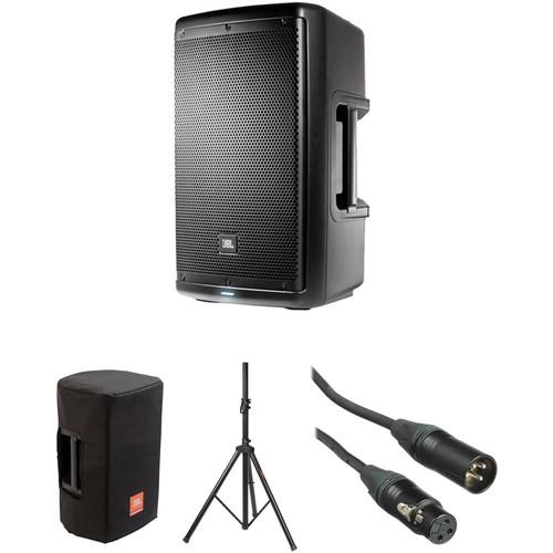 JBL EON610 10" Powered Speaker with Speaker Stand & Accessories