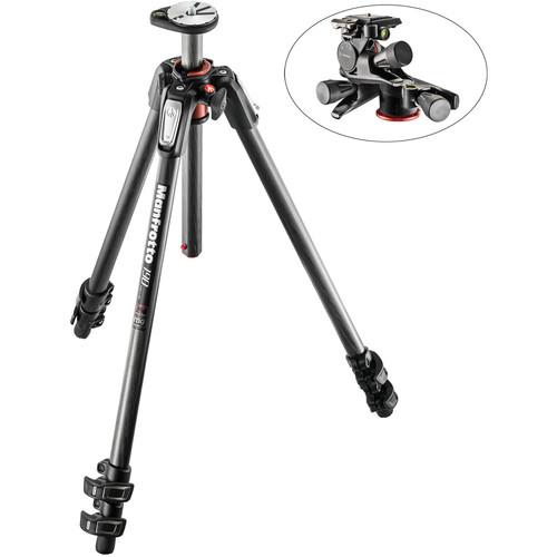 Manfrotto MT190CXPRO3 Carbon Fiber Tripod with XPRO Geared 3-Way Pan Tilt Head Kit