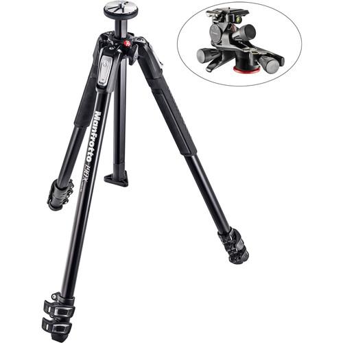 Manfrotto MT190X3 Aluminum Tripod with XPRO Geared 3-Way Pan Tilt Head Kit