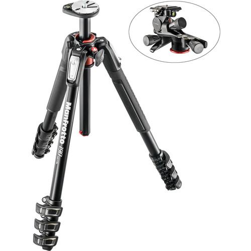 Manfrotto MT190XPRO4 Aluminum Tripod with XPRO Geared 3-Way Pan Tilt Head Kit