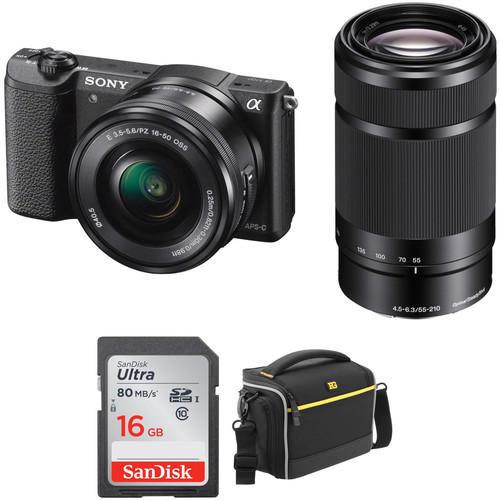 Sony Alpha a5100 Mirrorless Digital Camera with 16-50mm and 55-210mm Lenses and Accessories Kit