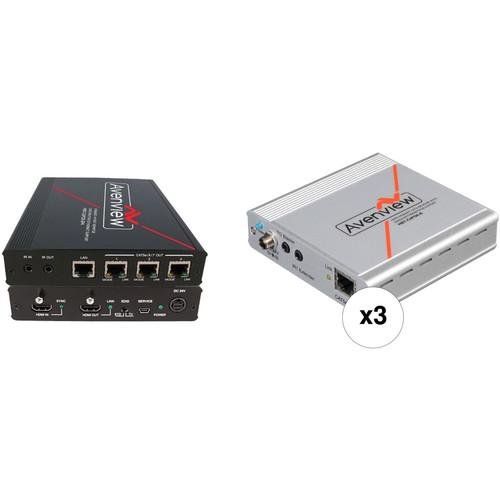Avenview 3-Way HDBaseT Splitter and Receiver Kit