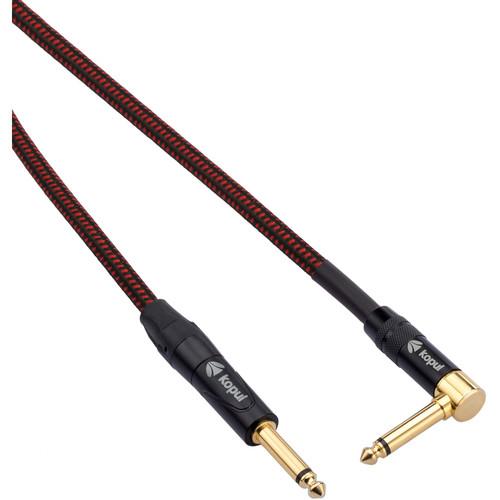 Kopul Premium Instrument Cable 1 4" Male Right-Angle to 1 4" Male with Braided Fabric Jacket