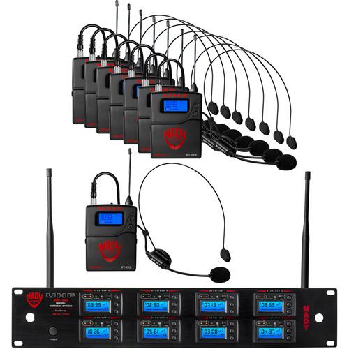 Nady 8W-1KU UHF Wireless Receiver System for Eight Simultaneous Transmitters with HM-3 Head-Worn Microphone